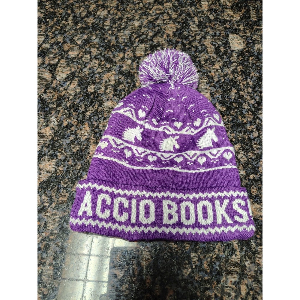OwlCrate Harry Potter‎ Accio Books Purple White Winter Knit Hat
